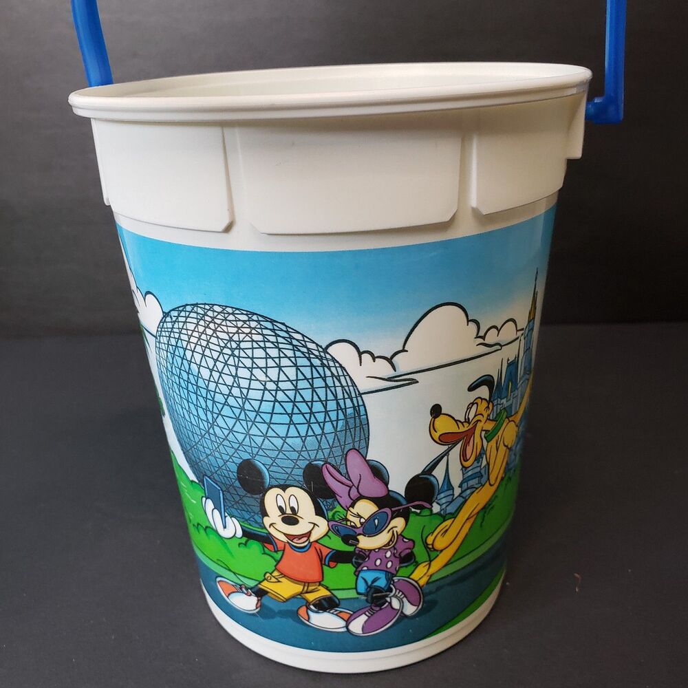 Cute Vintage 90s Disney Parks Souvenir Mickey Mouse Epcot World Bucket 7"